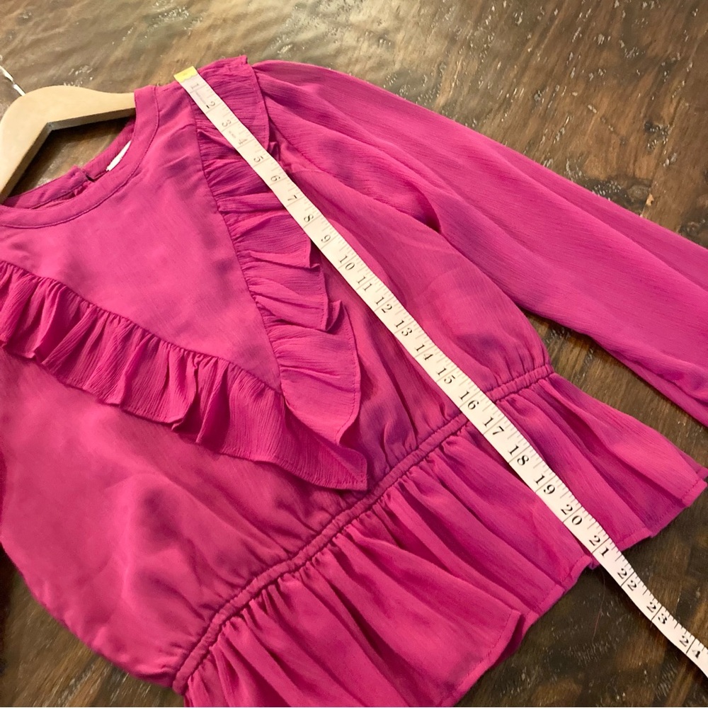 Fuchsia Pink Ruffle Top Blouse Size S - M Small Medium - Picture 6 of 11
